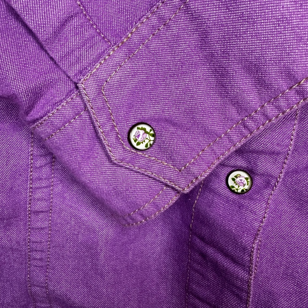 Bit & Bridle L Purple Cowgirl Western Snap Button Shirt L Large - Picture 7 of 9